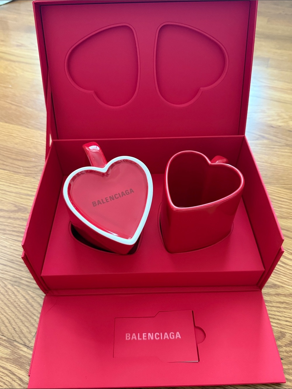 Balenciaga Boutique Red Heart Ceramic Mug Duo